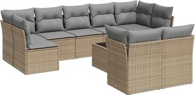 vidaXL Set canapele de grădină cu perne, 10 piese, bej, poliratan