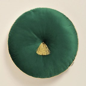 Pernă decorativă rotundă din velur verde Chic