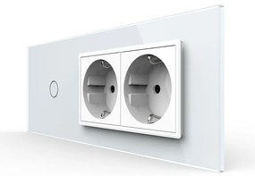 Intrerupator Simplu + 2 Prize LIVOLO cu Rama Din Sticla, Standard Italian, 6M