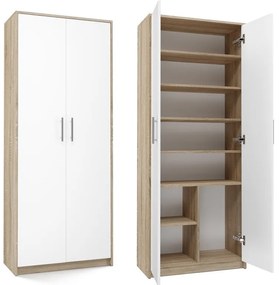 Oliv 2D könyvespolc, irodai szekrény, sonoma-fehér