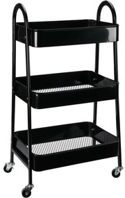 Storage Solutions Cărucior metalic de bucătărie cu3 rafturi 44 x 31,5 x 79,5 cm, negru