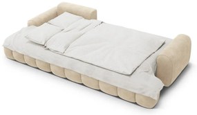 Colțar bej extensibil/cu spațiu de depozitare cu tapițerie din catifea (cu colț pe partea stângă/cu șezlong) Linz – Cosmopolitan Design