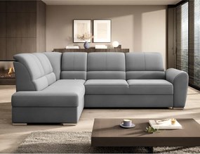 Colțar gri extensibil/cu spațiu de depozitare cu tapițerie din catifea (cu colț pe partea stângă/în formă de ”L”) Siber – ELTAP