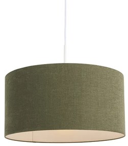 Lampă suspendată albă cu abajur verde 50 cm - Combi 1