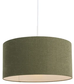 Lampă suspendată albă cu abajur verde 50 cm - Combi 1