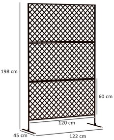 Outsunny Separator de mediu pentru exterior, Ecran de oțel pentru terasă, Verandă, Grădină, Grilă independentă, Oțel, Negru | Aosom Romania