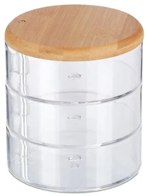 Organizator produse cosmetica 3 compartimente bambus/plastic Transparent