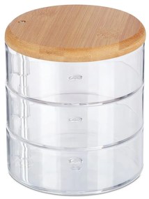 Organizator produse cosmetica 3 compartimente bambus/plastic Transparent