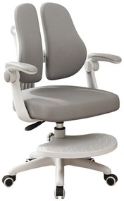 Scaun ergonomic pentru copii, spatar reglabil inaltime si adancime, suport picioare reglabil, rotativ, Gri