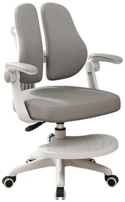 Scaun ergonomic pentru copii, spatar reglabil inaltime si adancime, suport picioare reglabil, rotativ, Gri