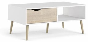 Masuta de cafea alba OSLO 75384 cu blat in decor stejar