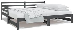 814701 vidaXL Pat de zi extensibil, gri, 2x(80x200) cm, lemn masiv de pin