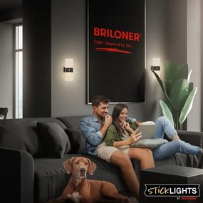 Briloner 3888015 - Aplică LED de perete reîncărcabilă cu senzor AURA, 2,5 W/5 V, 1800 mAh, neagră
