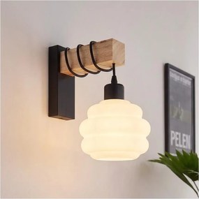 Brilagi - Aplica de perete WOOD GLASS 1xE27/60W/230V pin/negru/alb