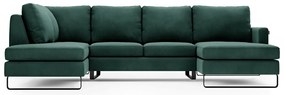 Canapea verde inchis in forma de U, CORNI, deschisa