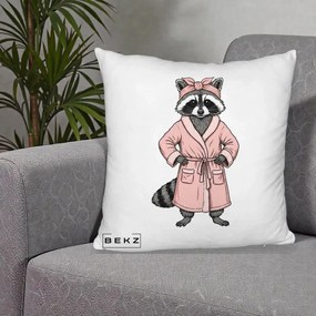 Perna Decorativa Albinuta Kawaii Vesela, 40x40 cm, Alb Pufos, Husa Detasabila, Perna Inclusa, BEKZ®