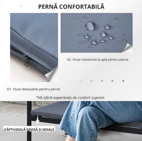 Outsunny Set Mobilier de Grădină din Ratan din 2 Scaune cu Brațe pentru Terasă, Bancă și Masă de Cafea, 80x42x37 cm, Negru | Aosom Romania