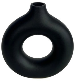 Vază donut mare, 23 cm, neagră