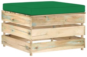 Set mobilier gradina cu perne, 11 piese, lemn verde tratat green and brown, 11