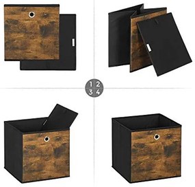 Set 6 cutii de depozitare, Songmics, Negru, 30x30x30 cm