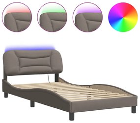 3213687 vidaXL Cadru de pat cu lumini LED, gri taupe, 100x200 cm, textil