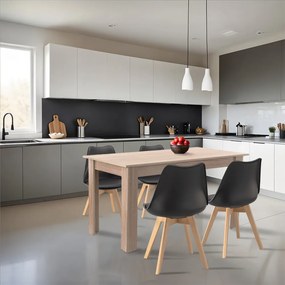 Set de masă Zara 4+1 negru-stejar Sonoma