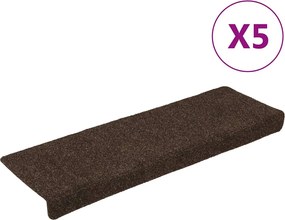 vidaXL Covorașe autoadezive pentru scări, 15 buc., 65x21x4 cm, maro, cu margini dreptunghiulare