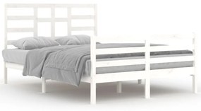3105861 vidaXL Cadru de pat, alb, 140x200 cm, lemn masiv