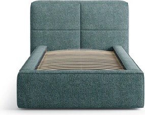 Pat turcoaz tapițat cu spațiu de depozitare cu somieră 90x200 cm Darren – Micadoni