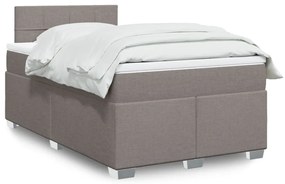vidaXL Pat box spring cu saltea, gri taupe, 120x200 cm, textil