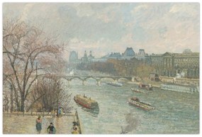 Tablou - Camille Pissarro, The Louvre, Afternoon, Rainy Weather, reproducere (90x60 cm)