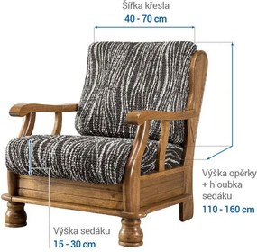 Gaico Huse bielastice UNIVERSO NOU dungi alb-negru fotoliu cu manere de lemn (l. 40 - 70 cm)