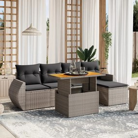 3272173 vidaXL Set mobilier grădină cu perne, 6 piese, gri, poliratan