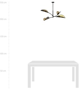 Lustră pe tijă LOTUS 4xE14/10W/230V negru/auriu