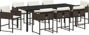 vidaXL Set de masă pentru grădină 9 pcs Maro poliratan
