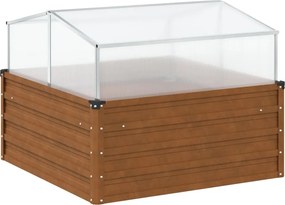 vidaXL Jardinieră de grădină cu seră, oțel pentru intemperii