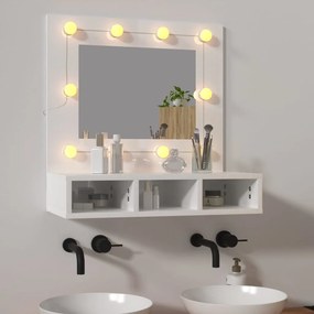808888 vidaXL Dulap cu oglindă și LED, alb extralucios, 60x31,5x62 cm