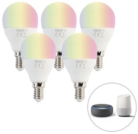 Set 5 lămpi LED inteligente E14 RGBW P45 mat 4,9W 470 lm 2200-4000K