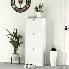 Mobilier pentru pantofi HOMCOM, 3 sertare, pentru pana la 12 perechi de pantofi, PAL, Alb | Aosom Romania