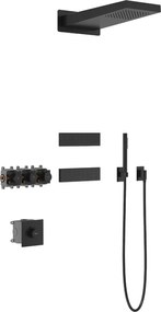 Mexen Fall set de duș încastrat, negru - 7602-04-70
