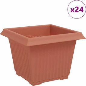 vidaXL Vază pătrată pentru flori 24 pcs Roșu cărămidă Plastic