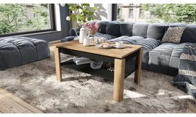 Masă de conferință extensibilă ADEN, blat rabatabil, stejar craft/negru