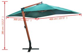 Umbrela de soare suspendata 300 x 400 cm, Verde Verde