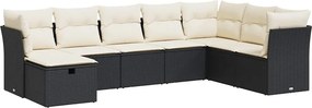 vidaXL Set mobilier de grădină cu perne, 8 piese, negru, poliratan