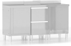 vidaXL Dulapuri de bucătărie comerciale, 3 buc., oțel inoxidabil