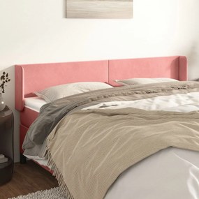 3118547 vidaXL Tăblie de pat cu aripioare roz 163x16x78/88 cm catifea