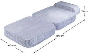 Fotoliu de copii albastru cu tapițerie din catifea reiată Flip – Wigiwama