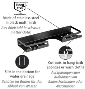 Raft pentru baie negru autoadeziv din oțel inoxidabil Altarella – Wenko
