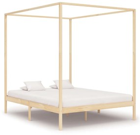 283255 vidaXL Cadru pat cu baldachin,180 x 200 cm, lemn masiv de pin