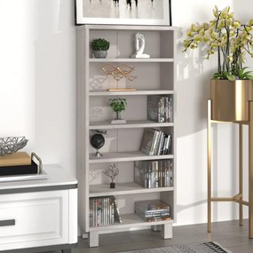 340521 vidaXL Dulap CD-uri „HAMAR”, alb, 45x18x100 cm, lemn masiv pin
